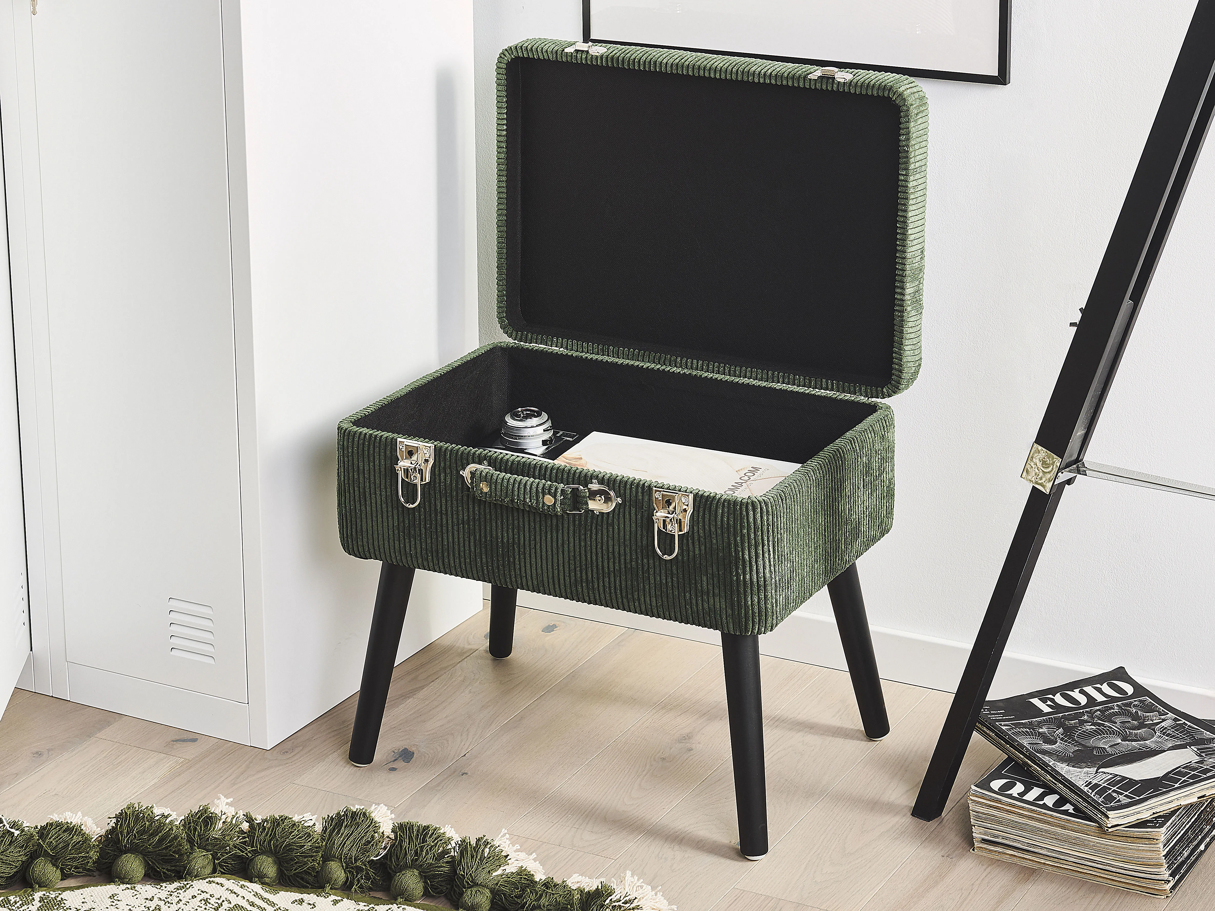 Hocker met opbergruimte MALLARD Corduroy Donkergroen