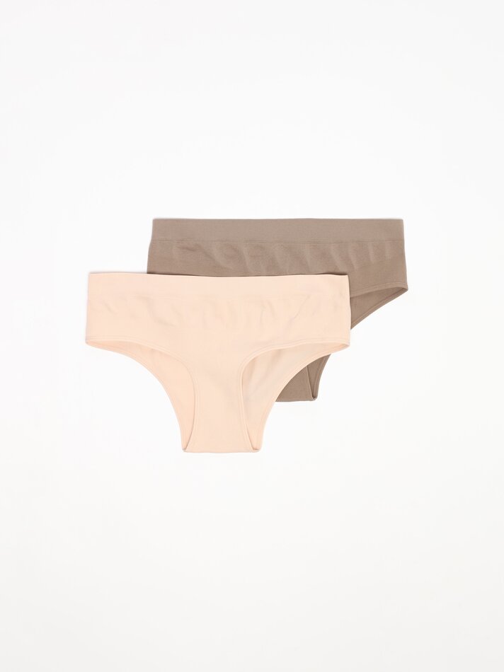 Conjunto com 2 calcinhas de maternidade sem costura. - Rosa Nude