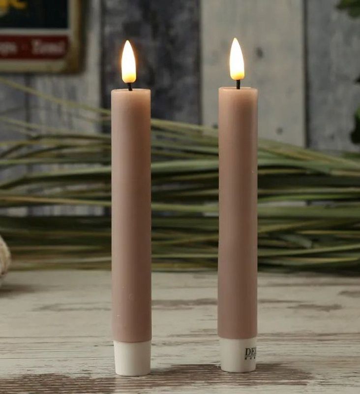 Deluxe Homeart - Led Kaars - Dinerkaars - Zacht Roze - Rose - 2 stuks - 2,2 x 15 cm