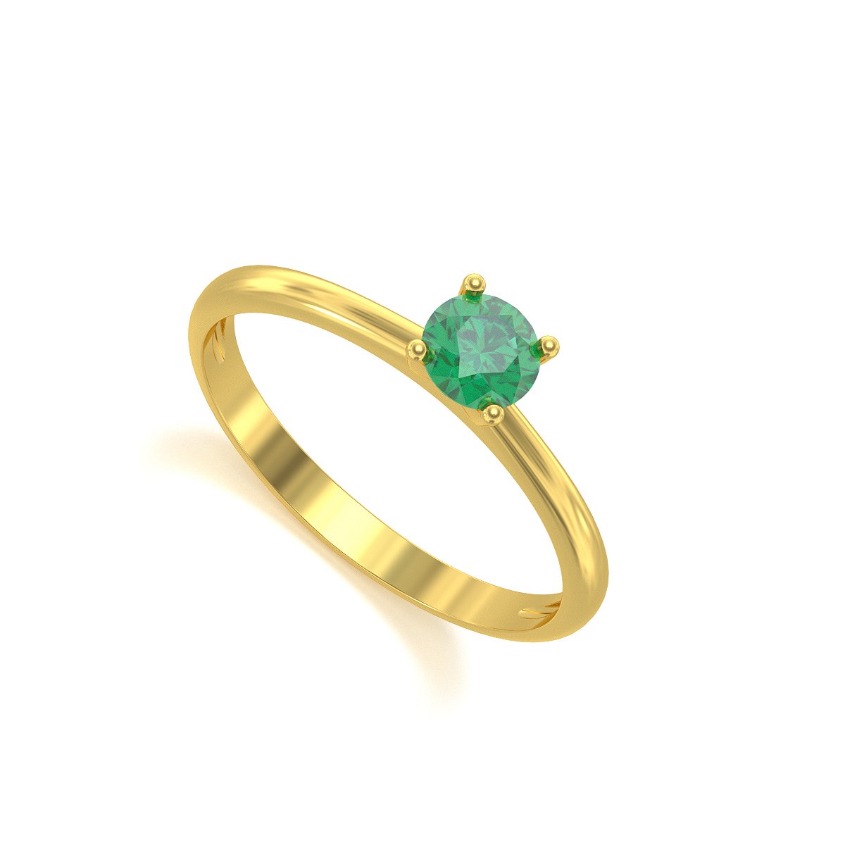 Bague ADEN Solitaire Or 585 Jaune Emeraude 1.59grs