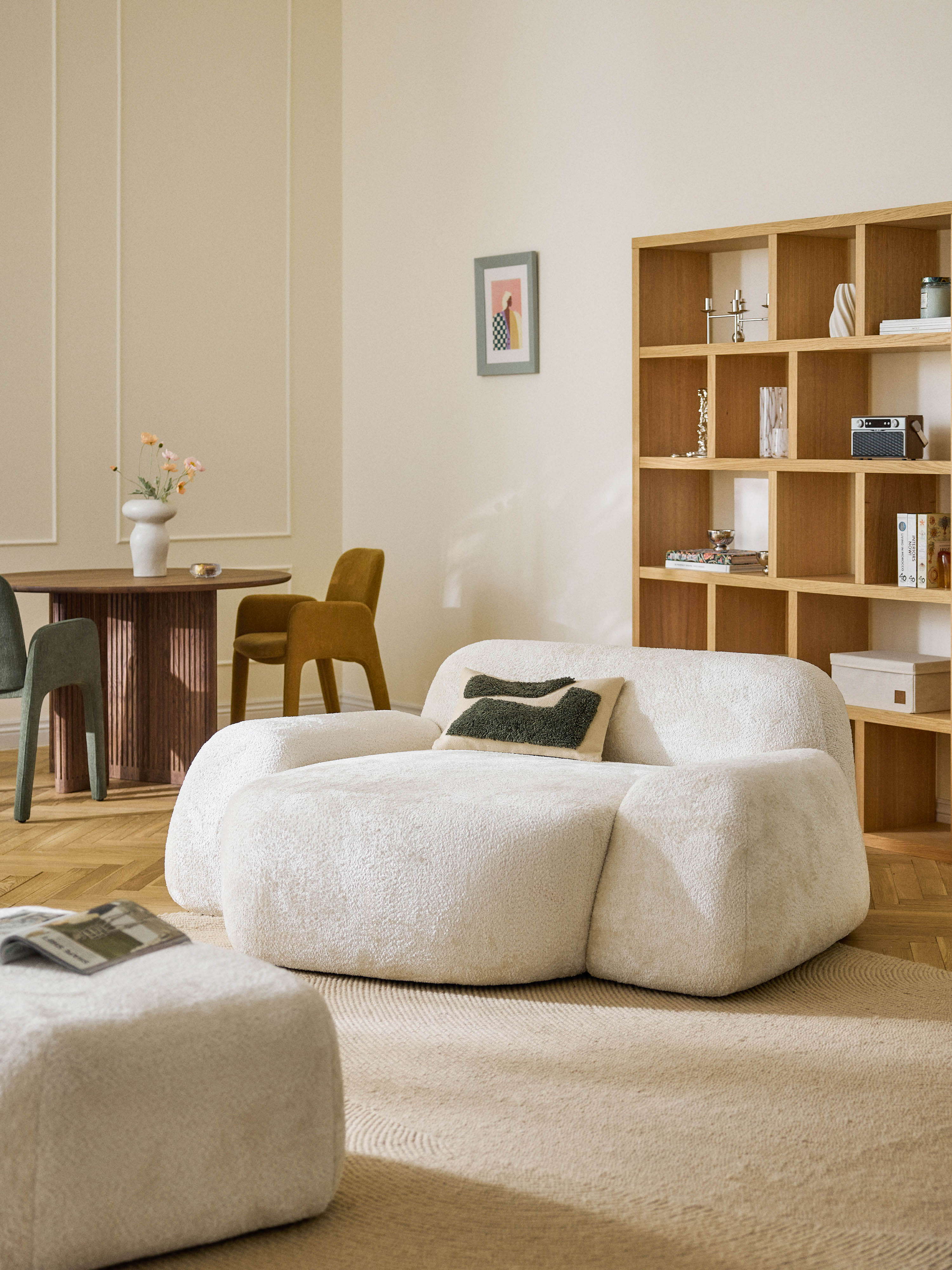 XL teddy bouclé loungestoel Wolke