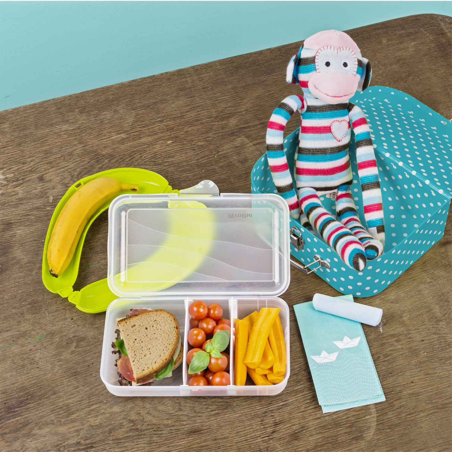 (1.7l) FUN Lunchbox Brotdose Snack Znüni Box mit Trennwand (1111900096) - Transparent
