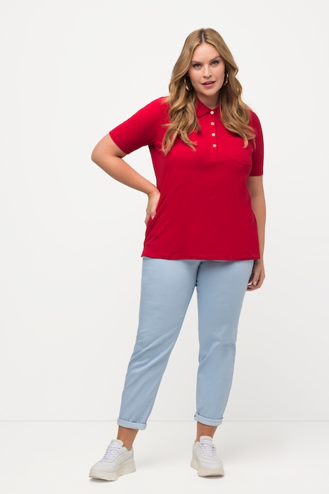 Poloshirt, Ajour-Rhomben, Polokragen, Halbarm
