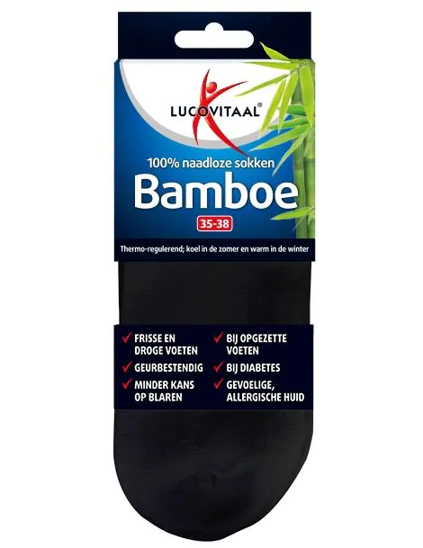 Bamboe Enkelsok Zwart 3 paar