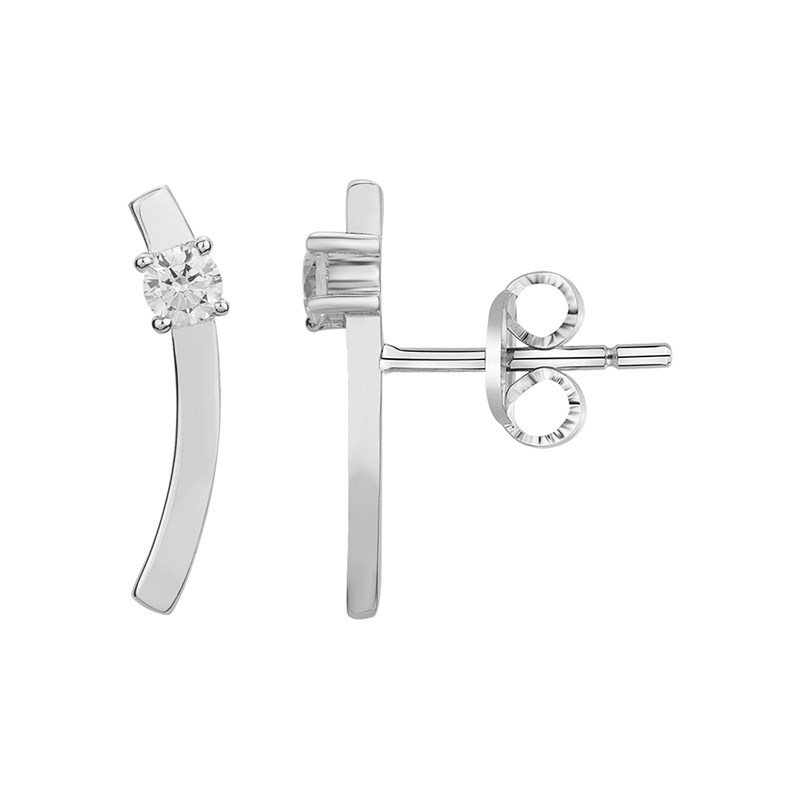 Boucles d'oreilles puces en Argent avec oxyde de zirconium blanc