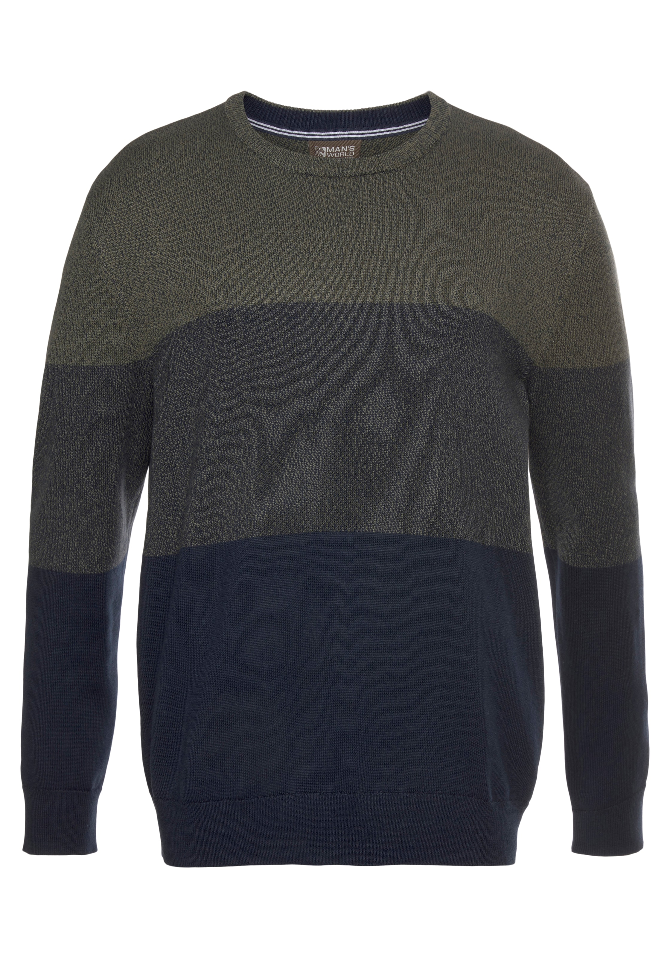 Man's World Rundhalspullover »Bis Grösse 5 XL«, mit Blockstreifen