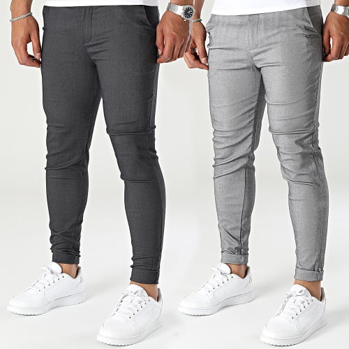 Lot De 2 Pantalons Chino Gris Anthracite