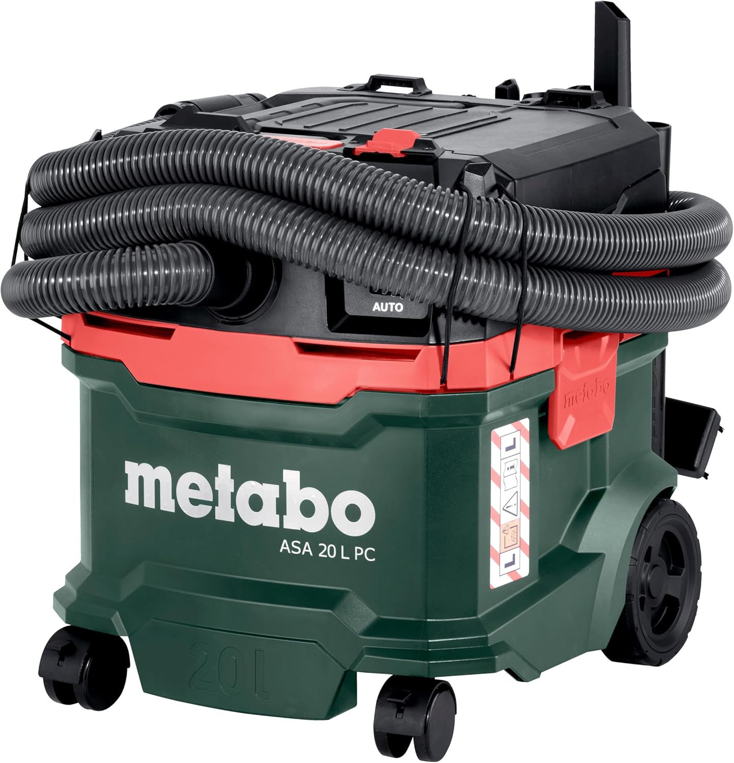 metabo Allessauger ASA 20 L PC -1200 W, 20 l Behälter, Staubklasse L - Nass-/Trockensauger mit integrierte Filterabreinigung, Gerätesteckdose, Antistatik, Mobil - 5,5 m Kabellänge
