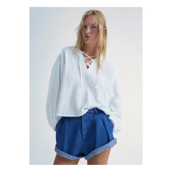 the new society Short Jean Woodland - Collection Femme | Bleu