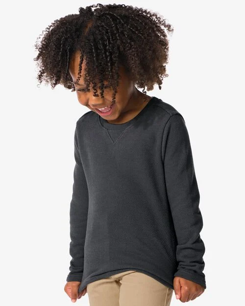 pull enfant relief gris foncé