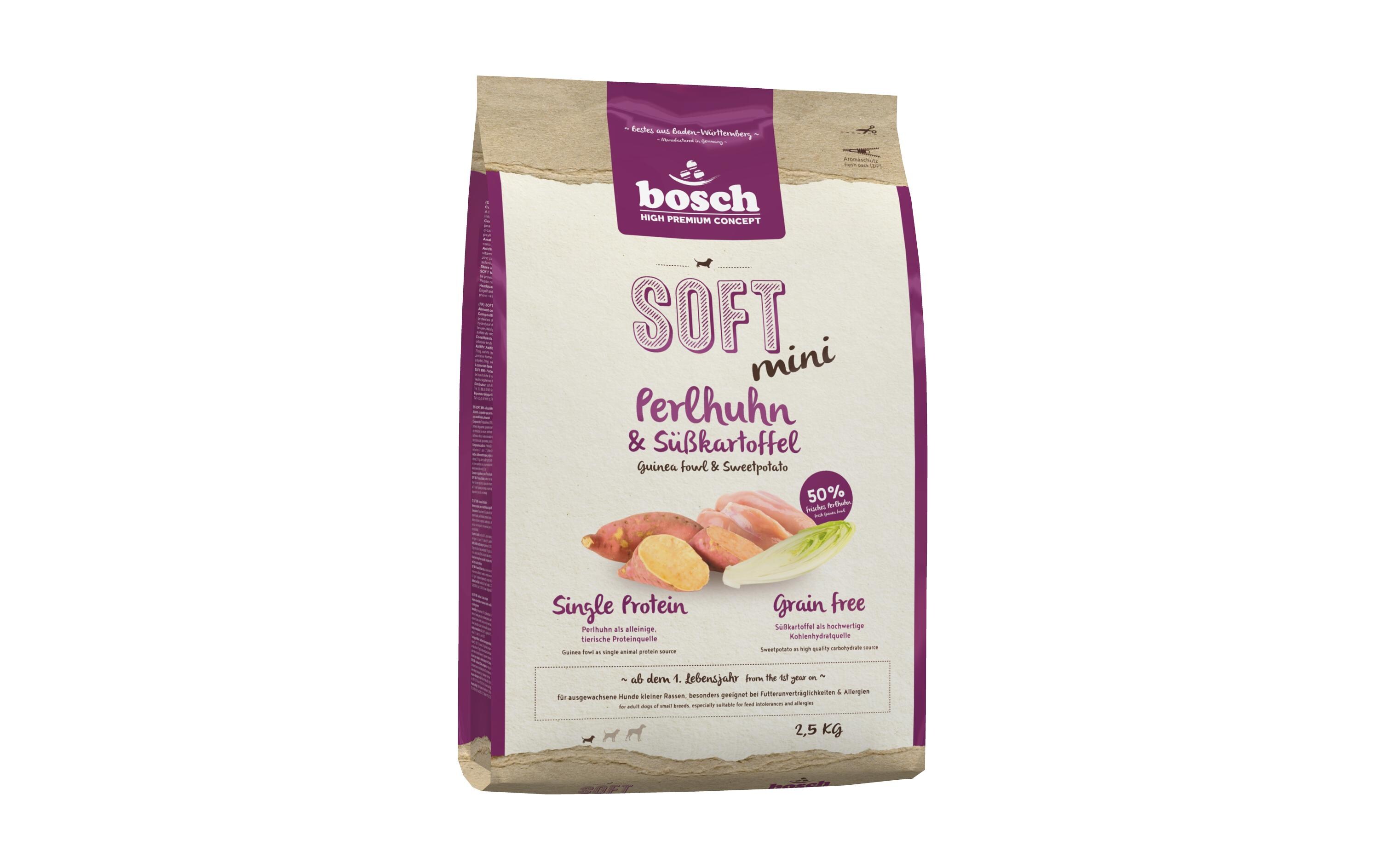Soft Adult Mini, Perlhuhn & Süsskartoffel, 2.5 kgAlleinfuttermittel Soft für ausgewachsene (kleinere) Hunde