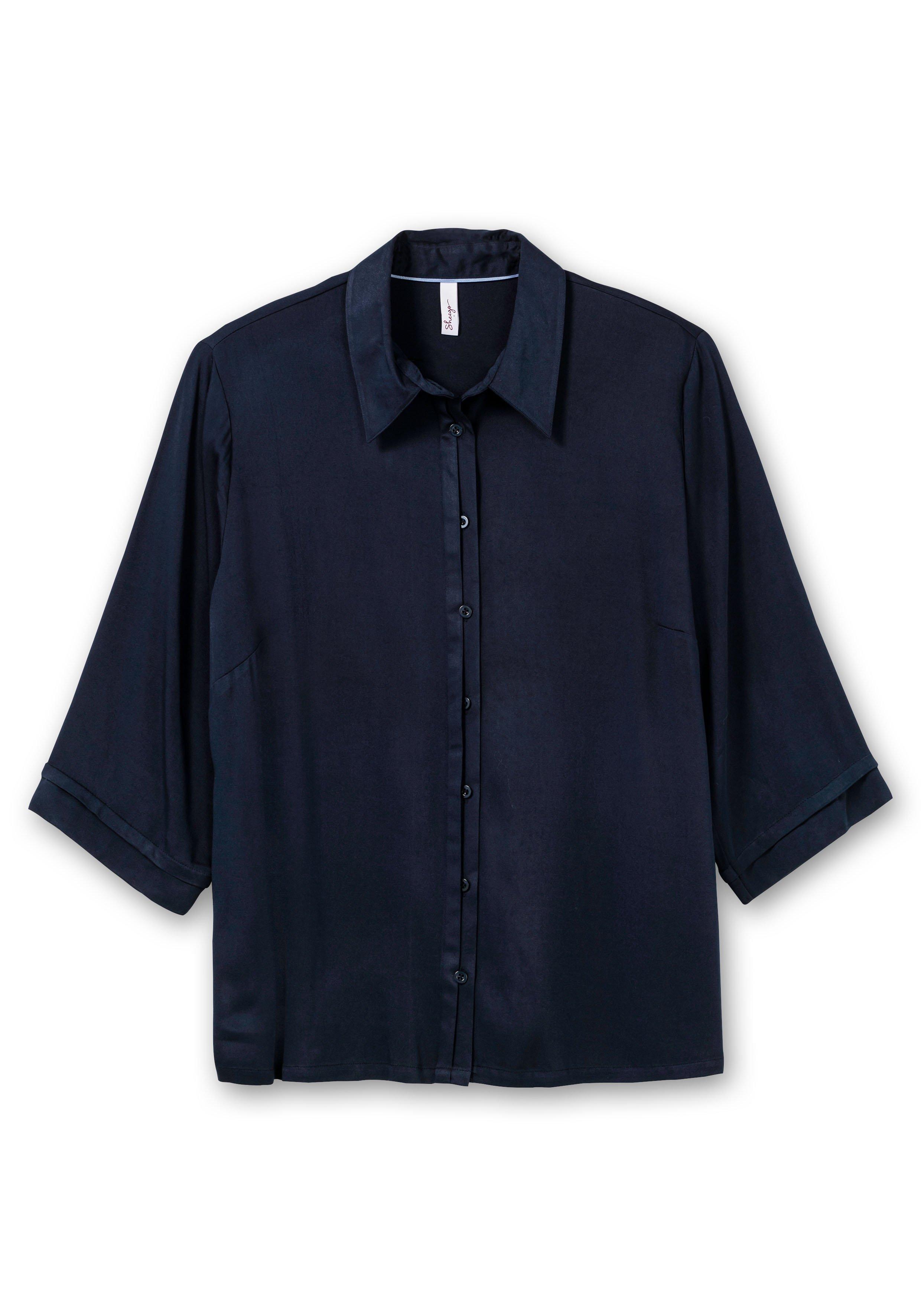 Hemdbluse in Satinoptik, mit 3/4-Arm