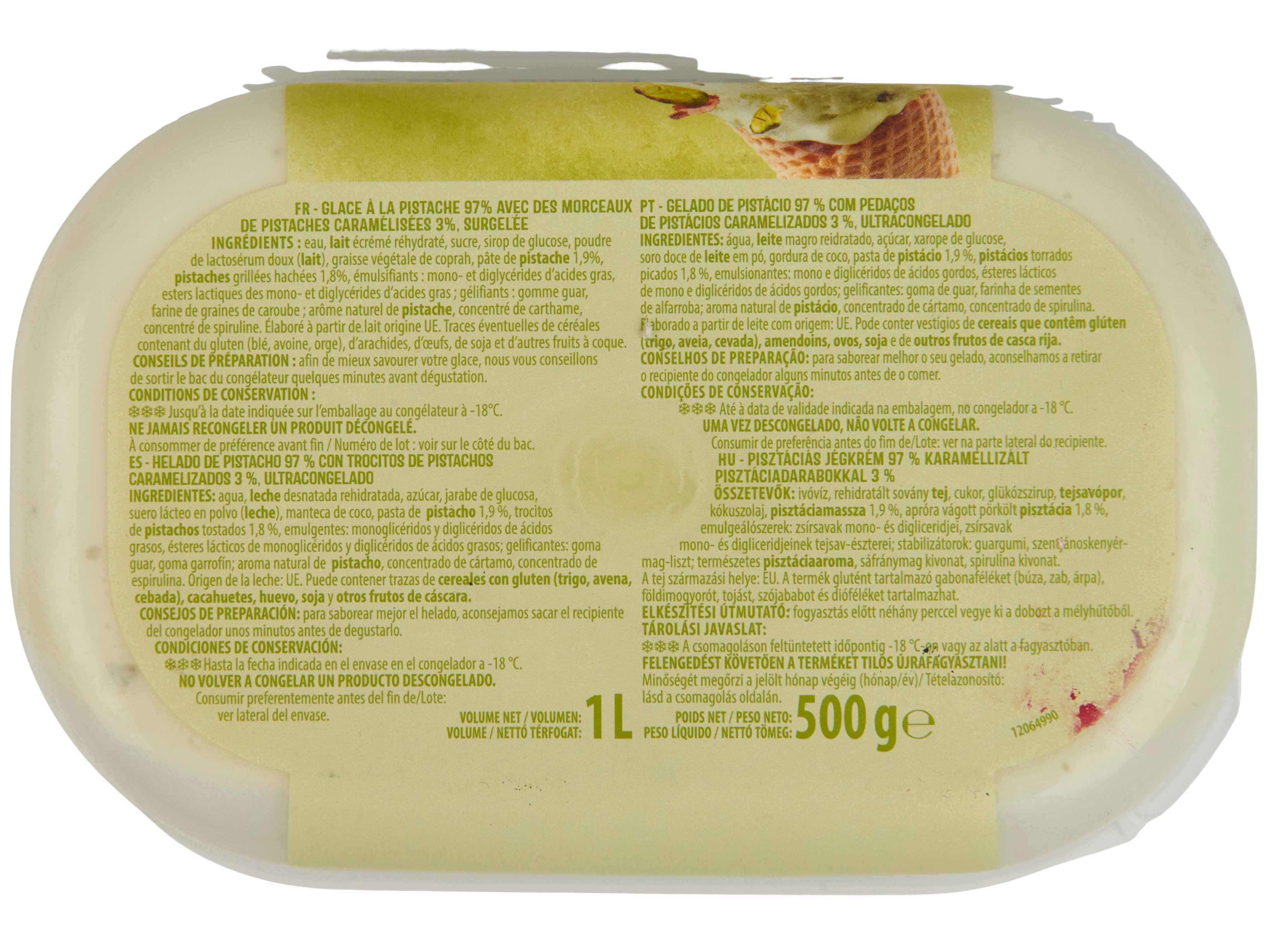 GELADO AUCHAN PISTACHIO COM PEDAÇOS 1L