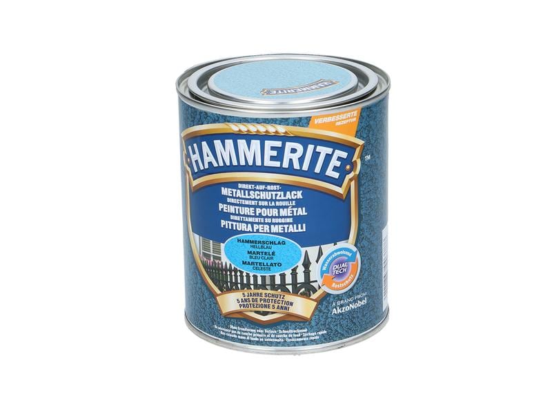 Hammerite Metall-Schutzlack HS Hellblau, 750 ml Rostschützende Lackierung mit Hammerschlag Effekt