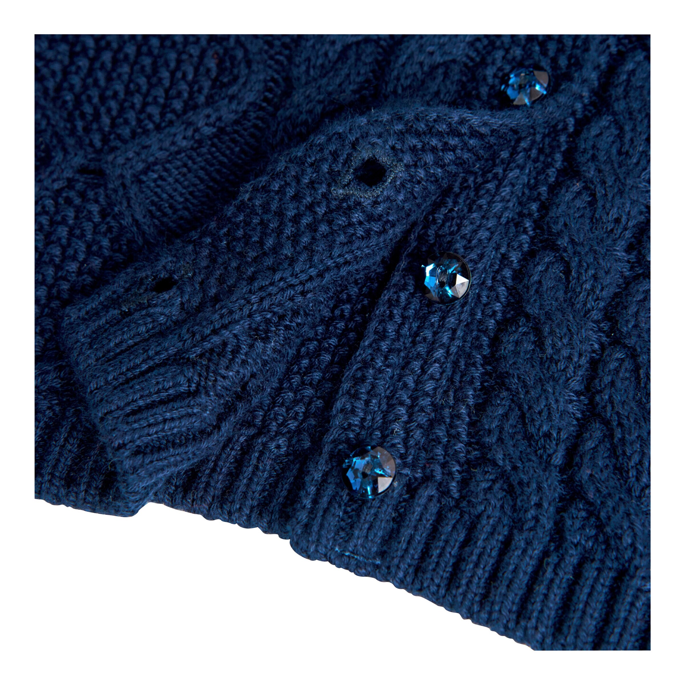 BOBOLI Strickjacke Plüschkragen marine