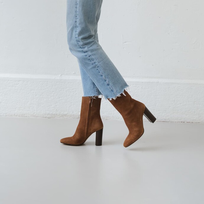 Bottines à talons  en velours marron