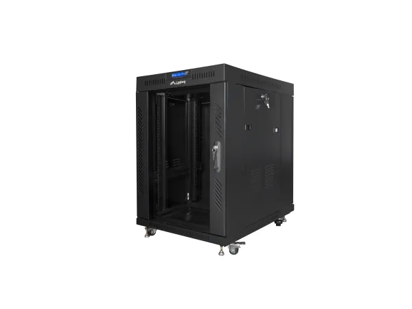 Lanberg - Rack kabinet - med 4 køleblæsere, display - sort, RAL 9004 - 15U - 19