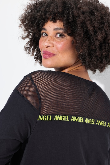 Sweatshirt, A-Linie, Mesh-Einsatz, Wording-Tap