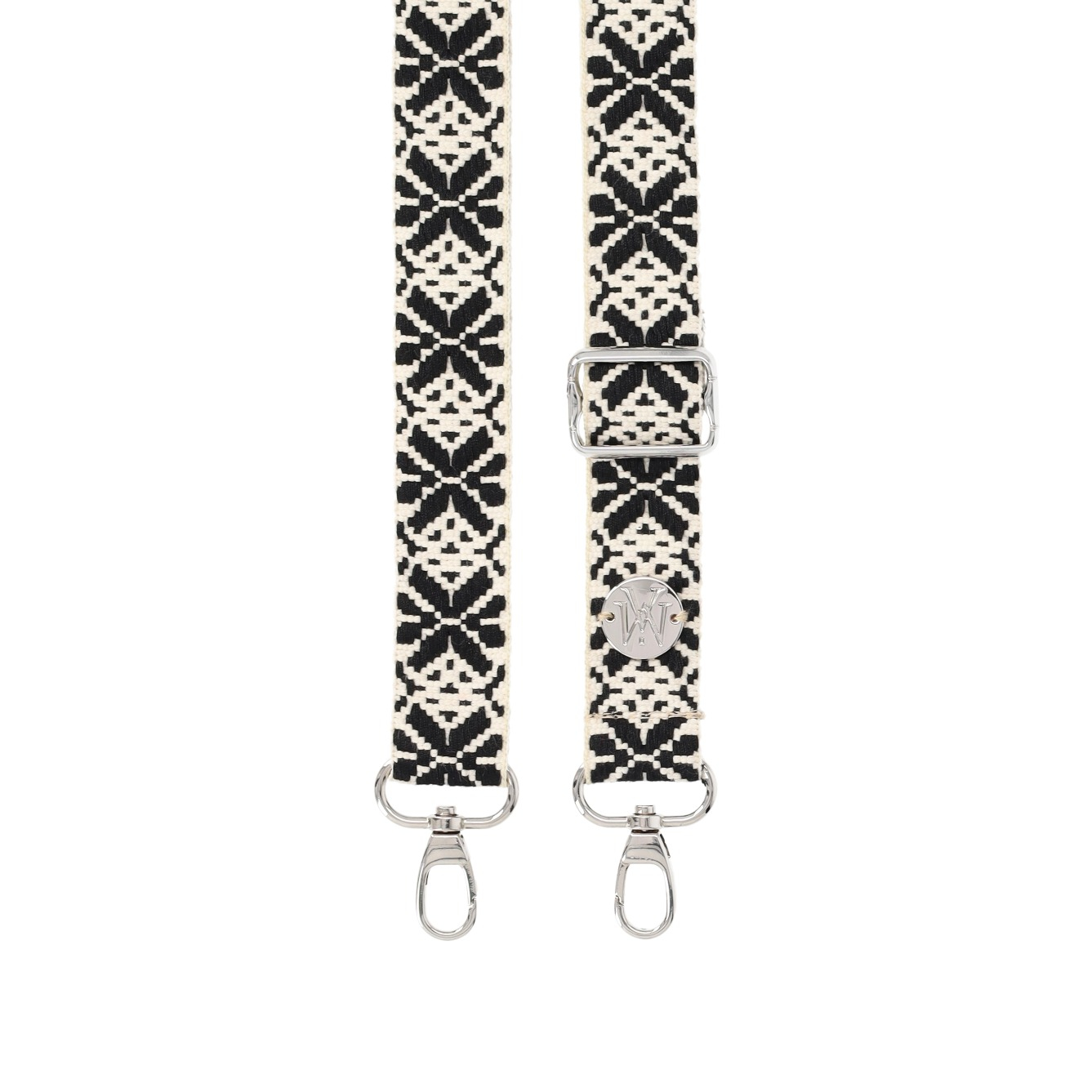 Handyband Handgemachtes Umhängeband für Handyhüllen Snowflake Silver - Ecru / Black