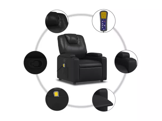 Fauteuil de massage inclinable Noir Similicuir