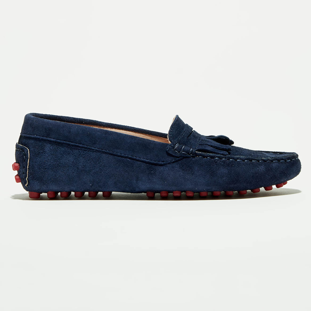 Flavio Création Mocassins en Velours de Cuir Marcia marine/rouge