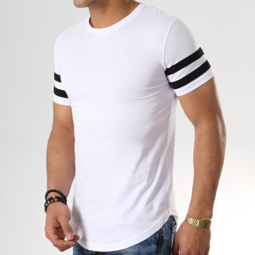 Lot de 2 Tee Shirts Oversize Avec Bandes 718 Noir Et Blanc