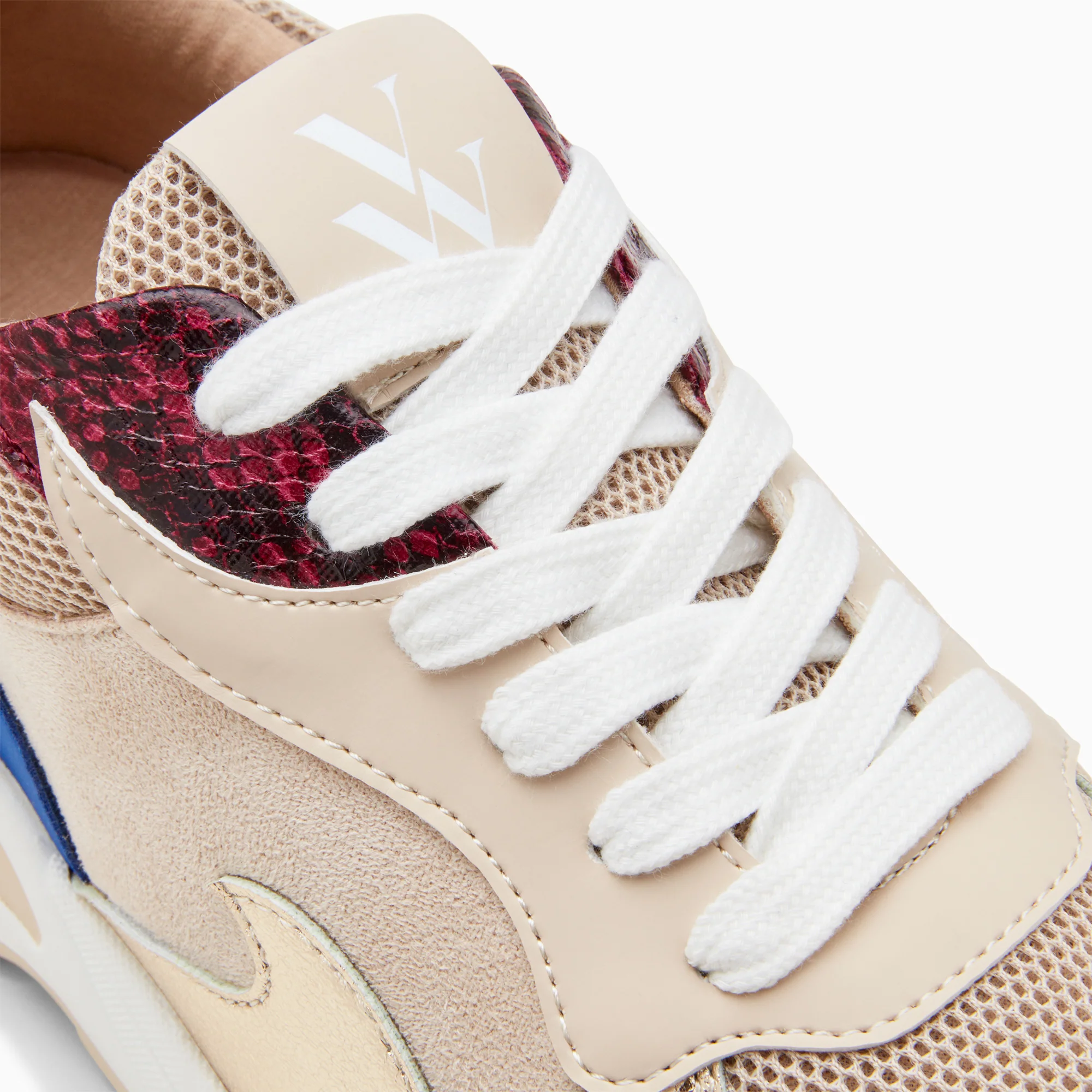 Sneakers-Baskets flamme Nora beige et bleu