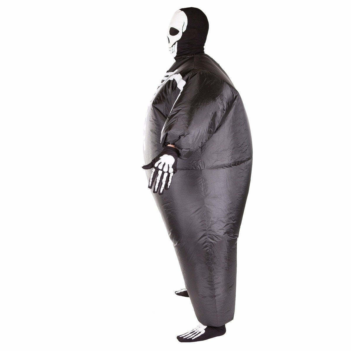 (170-180cm) Fasnachts Erwachsenen Kostüm Aufblasbare Skelett Verkleidung für Motto Partys / Halloween (Batteriebetrieben) - Schwarz / Weiss