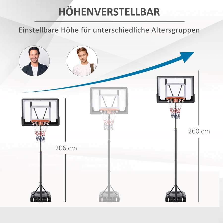 HOMCOM Basketballkorb höhenverstellbar schwarz