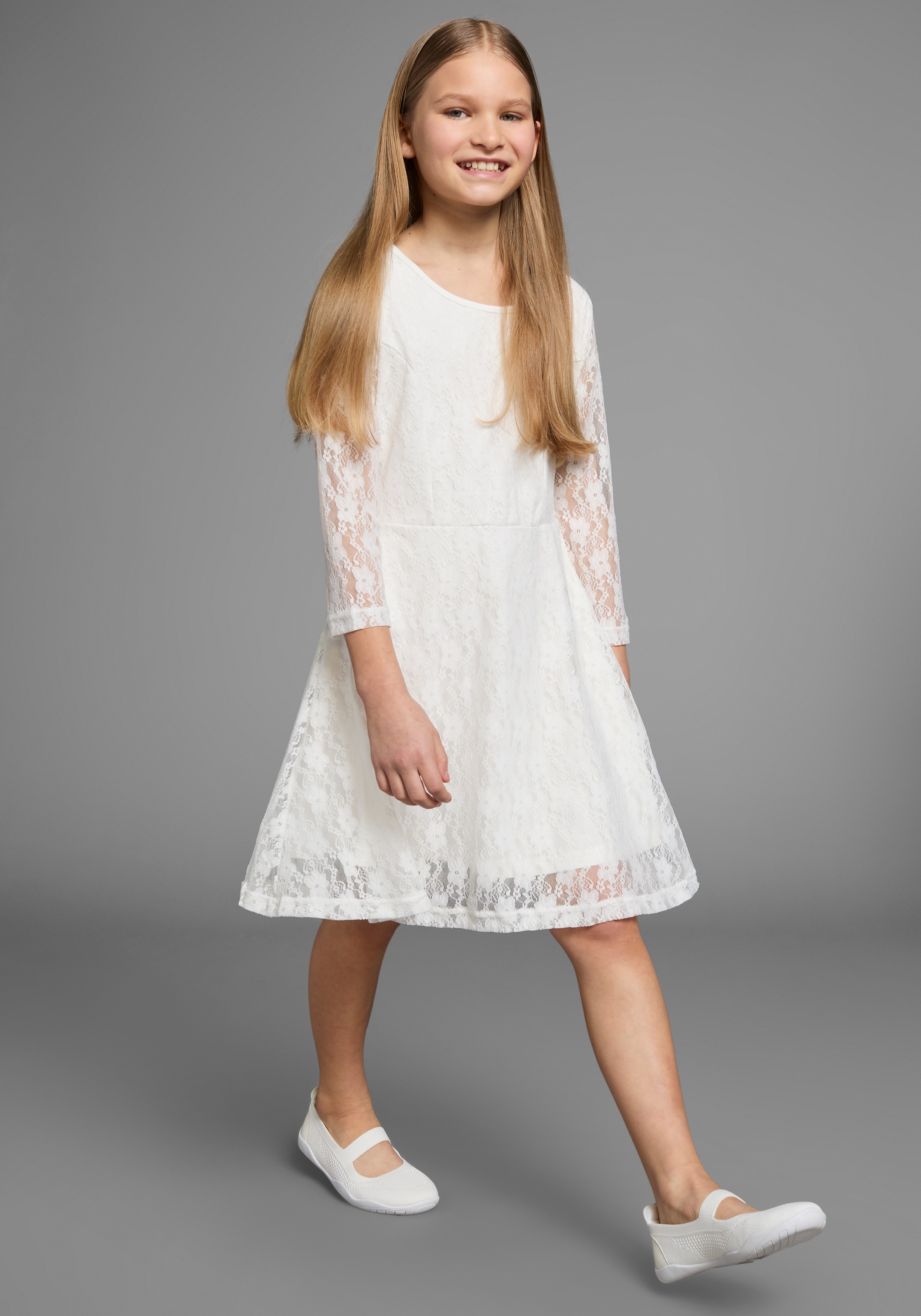 KIDSWORLD Jerseykleid »- Spitzenkleid« festliche Anlässe,  knielang,  aus Spitze und Jersey,  3/4-Ärmel
