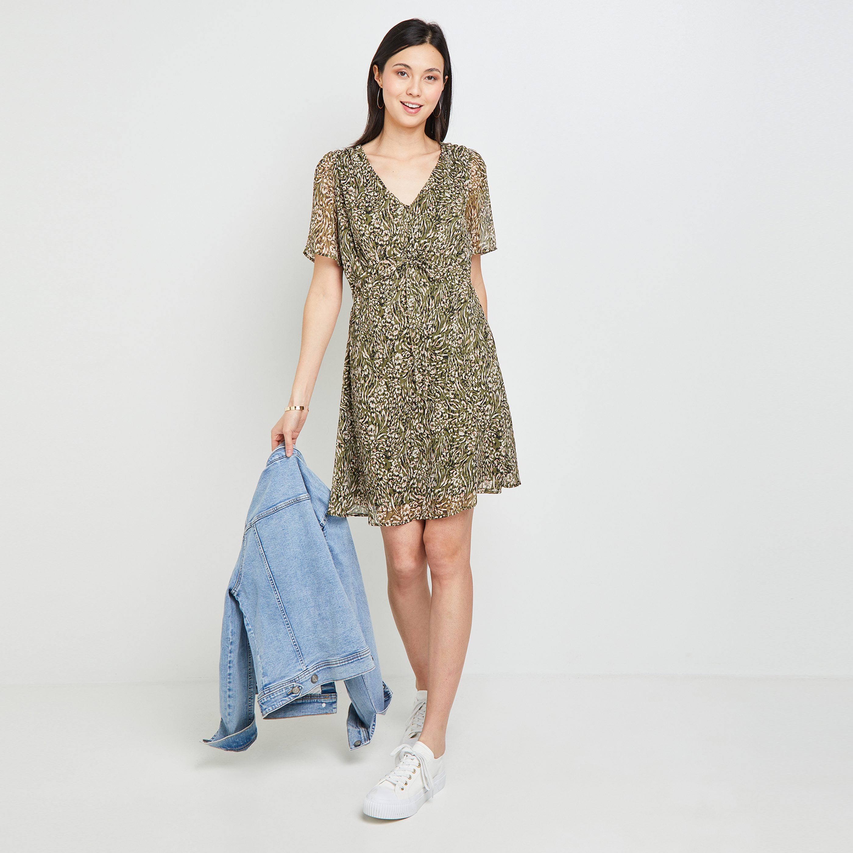 Robe imprimée femme - KAKI