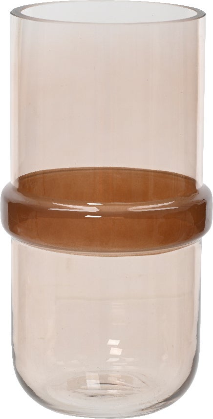 Decoris vaas Espresso transparant / bruin D 13 H 25 cm