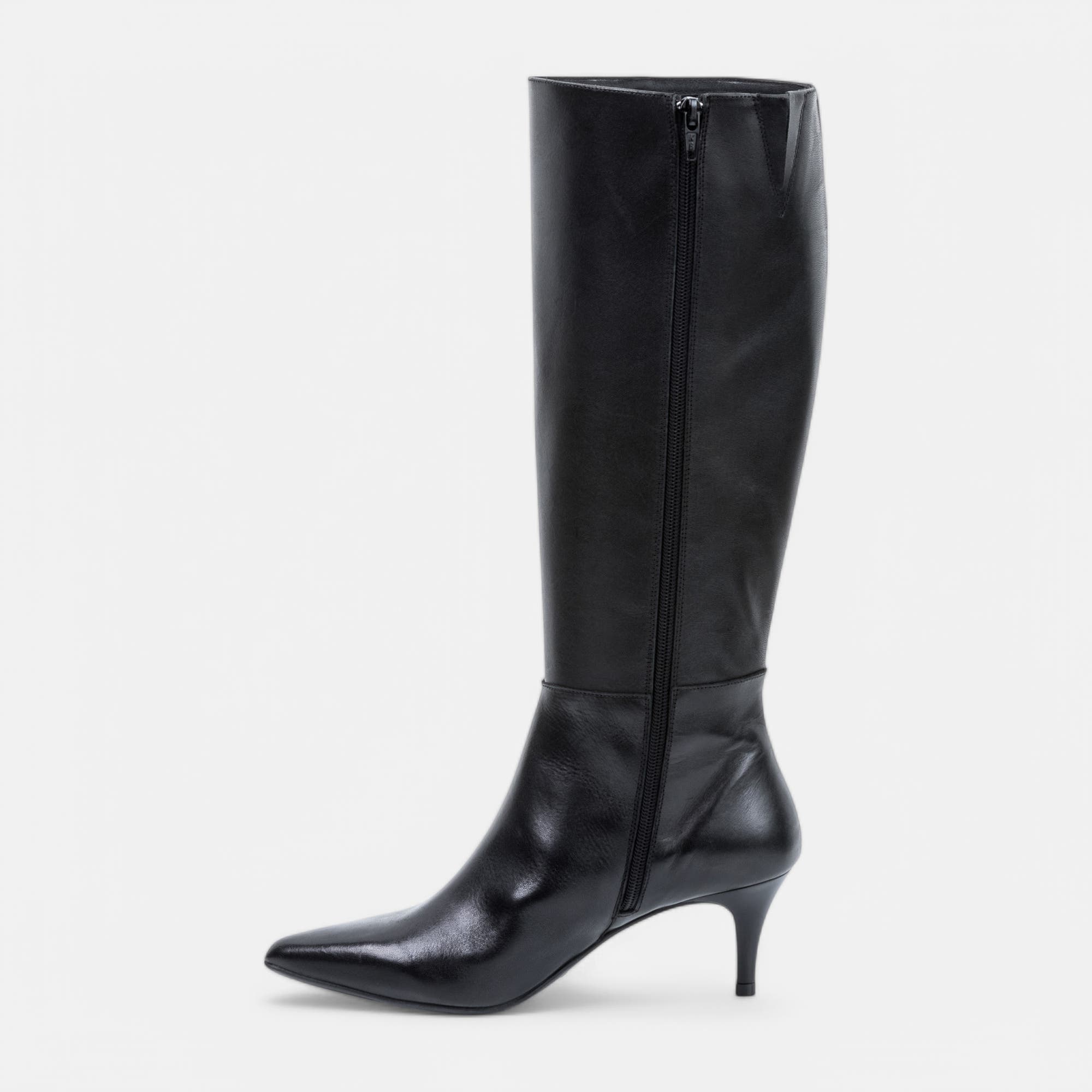 Bottes à talon Femme en cuir noir