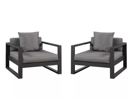 Lot de 2 fauteuils de jardin en aluminium - Anthracite - MOLOKAI de MYLIA