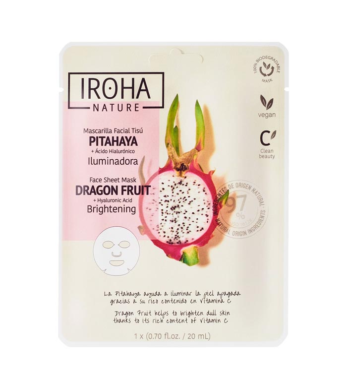 Iroha Nature - Máscara de Tecido Facial Iluminadora - Pitahaya