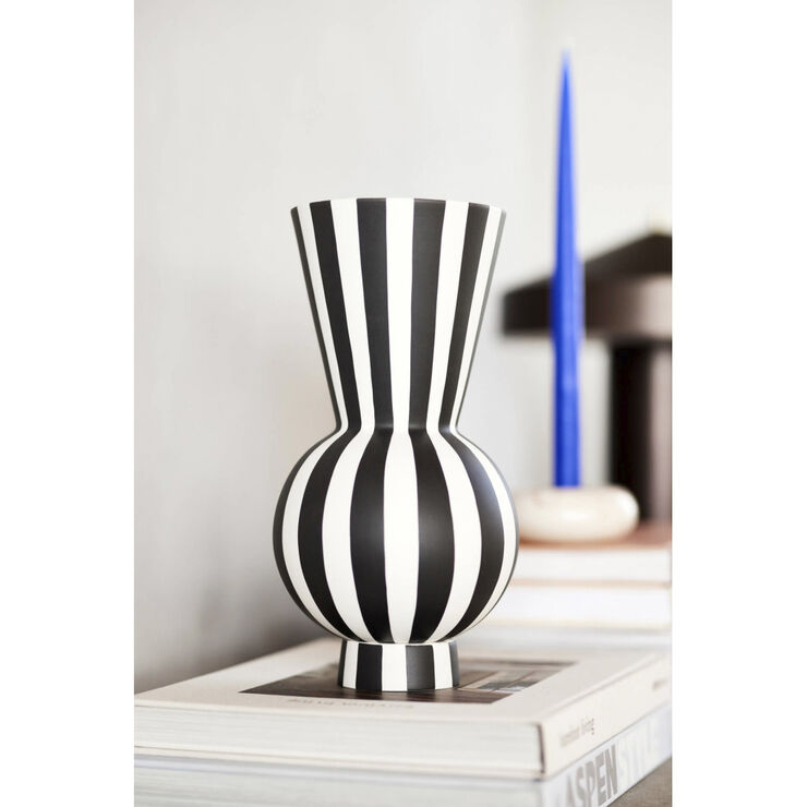 OYOY Living Design Toppu Vase - Rund Hvid / sort