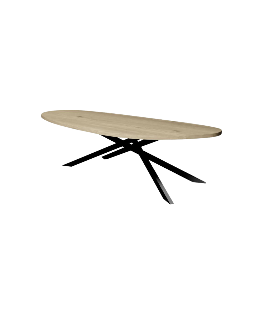 Firma Hout & Staal Eettafel Leaf | Mikado frame | Matte lak Eettafel Leaf | 220*100 cm | Roundline | Matte lak