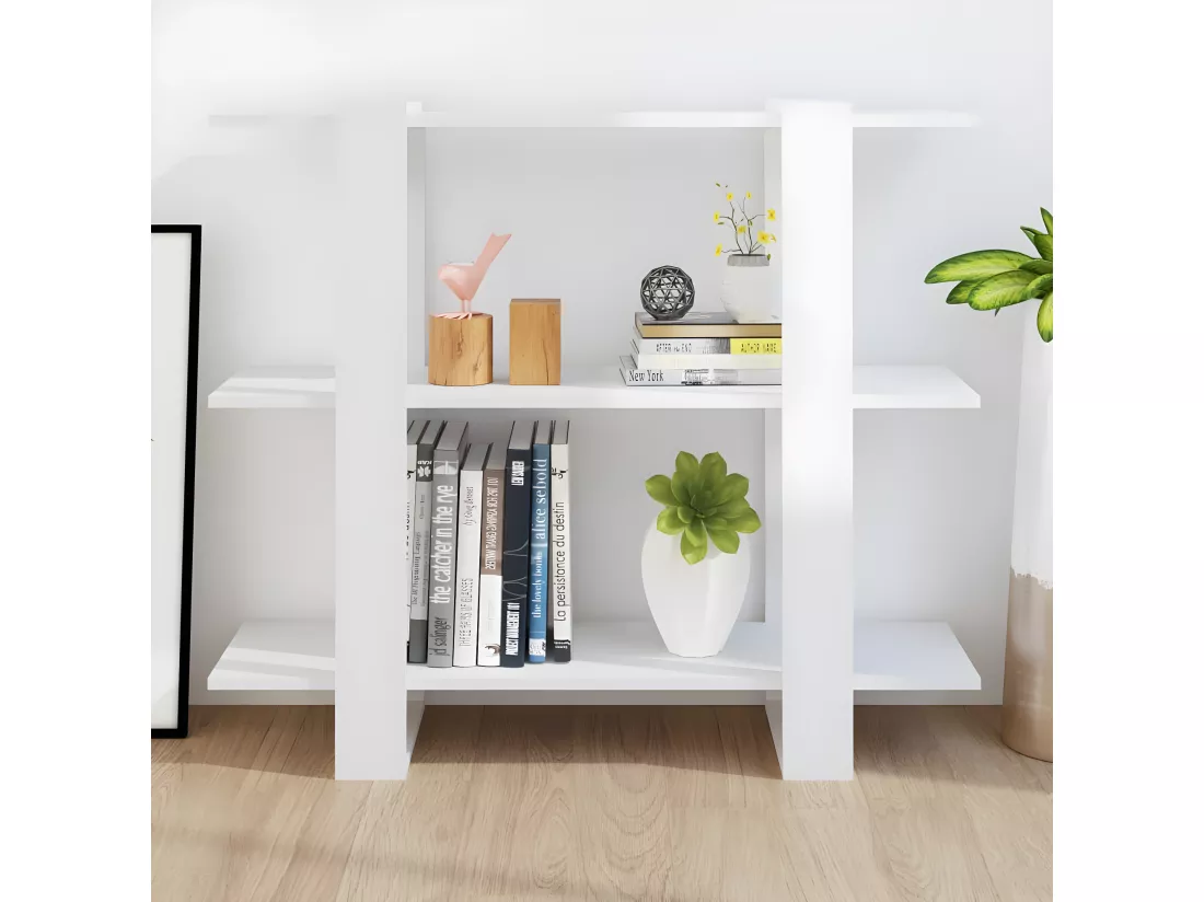 Bibliothèque/Séparateur de pièce Blanc brillant 100x30x87 cm