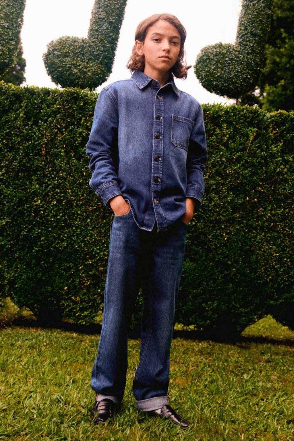 Mango Kids denim overhemd dark blue denim