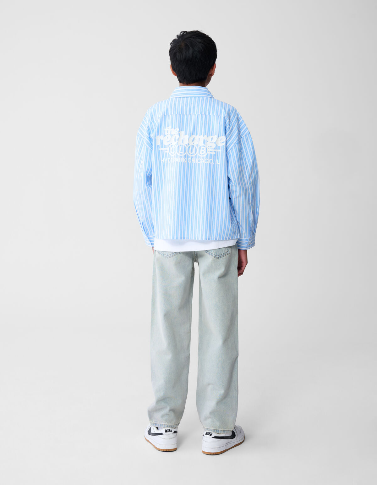 Stripe Artwork Overhemd Lichtblauw
