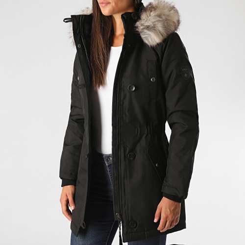 Parka Capuche Fourrure Femme Iris Noir
