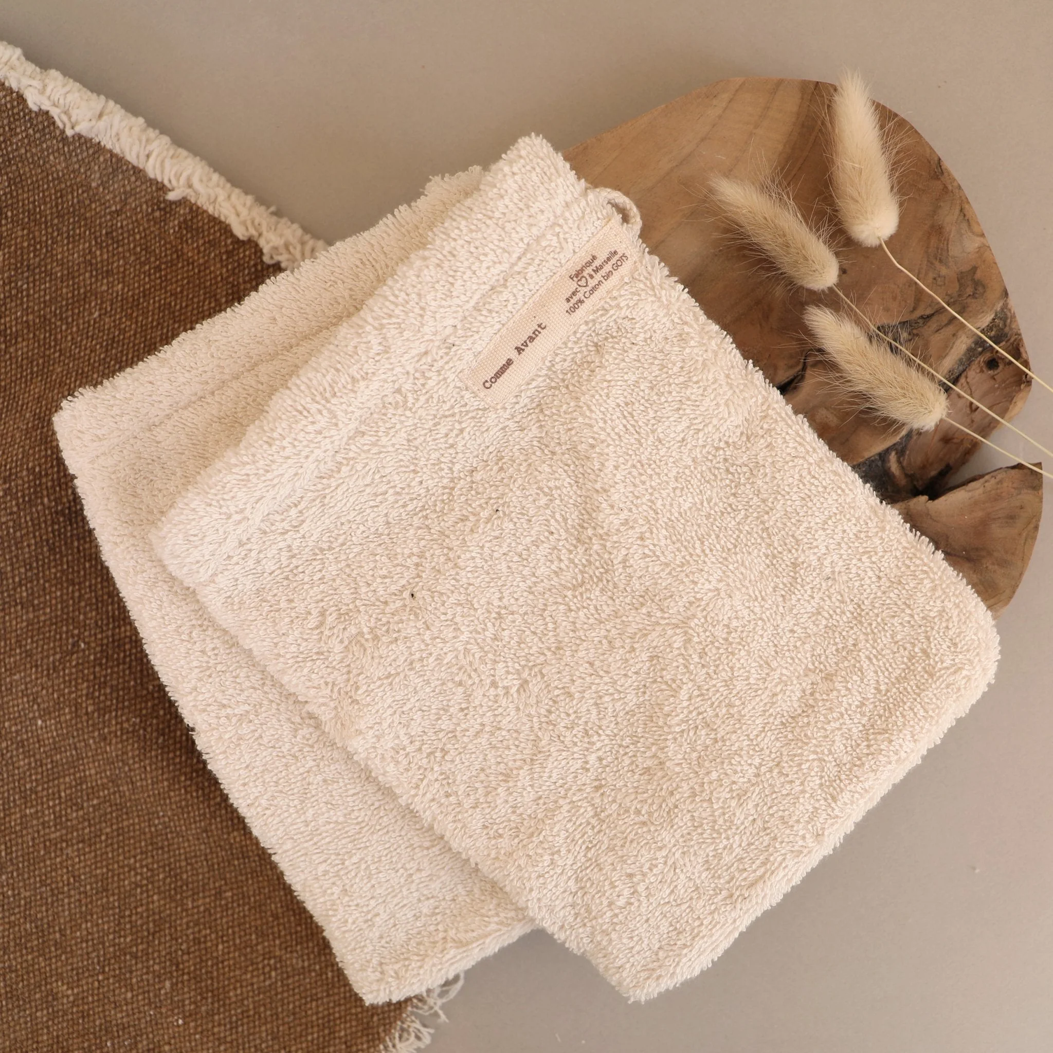 Gant de toilette en coton - Version 1 - Écru