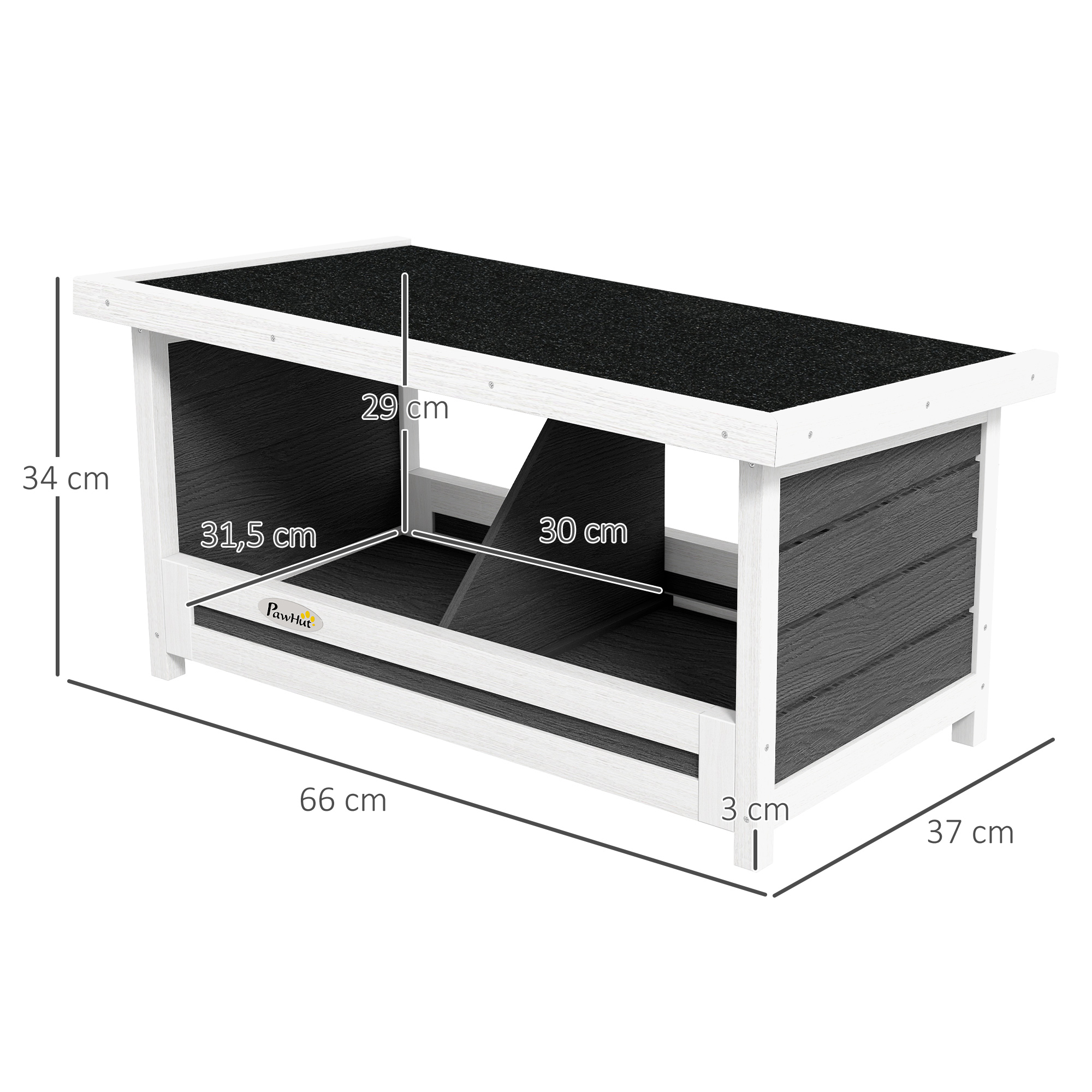 Ninho de madeira PawHut para 2 galinhas com 2 compartimentos e telhado de asfalto para uso interno e externo, cinza.