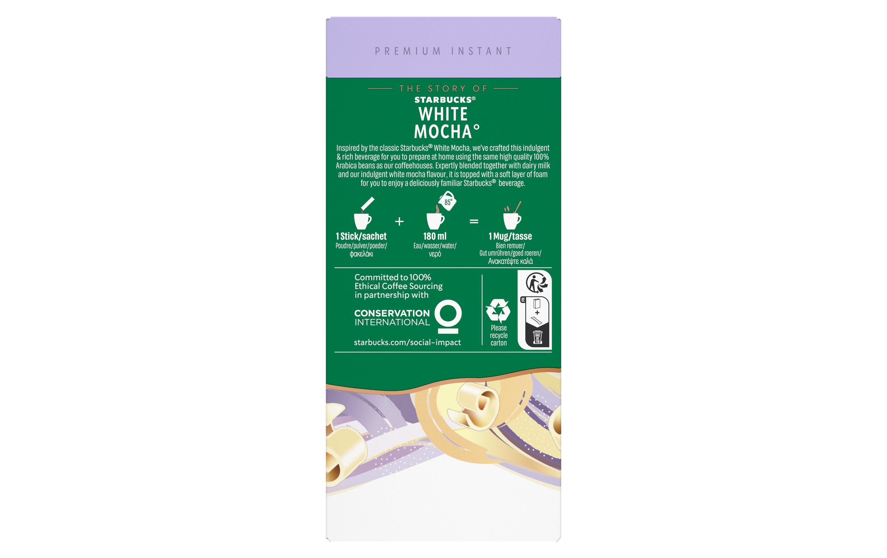 Instant Kaffee White Mocha 5 StückGetränkepulver mit löslichem Kaffee. Weisse-Schokolade-Geschmack.