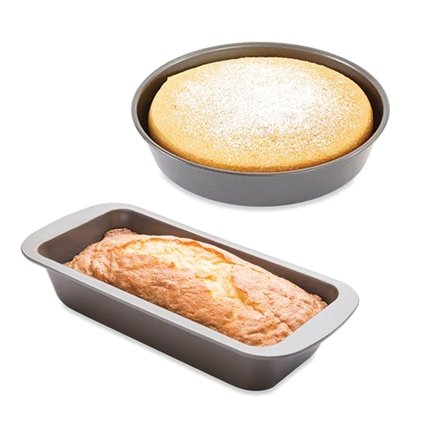Lot moule à manqué rond 23 cm et moule à cake 25 cm acier revêtement a