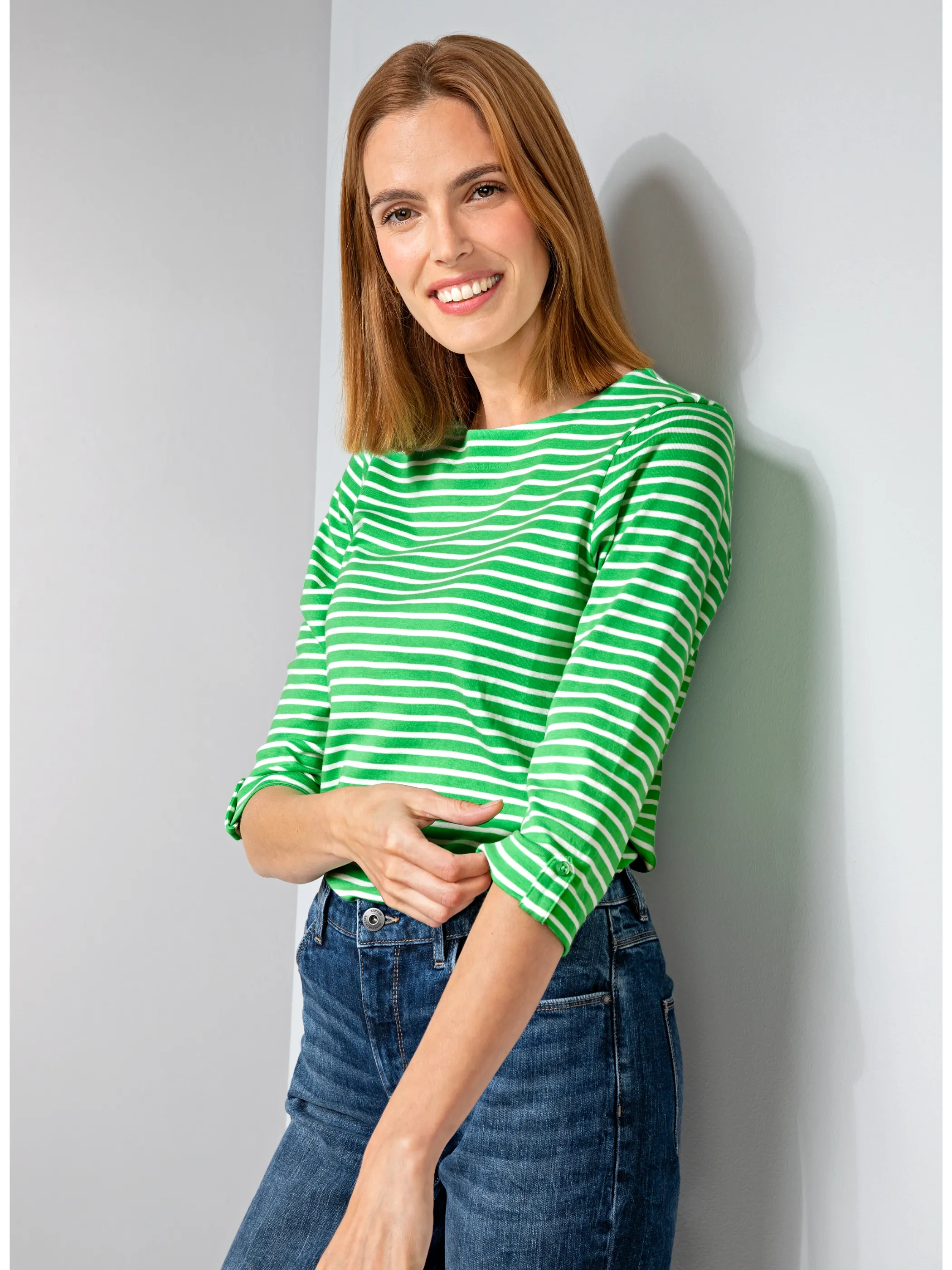 Damen Streifenshirt mit 3/4 Arm
