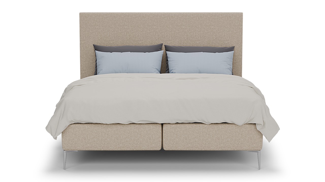 Boxspring Emerald met Silver Pocket Deluxe Foam matras beige