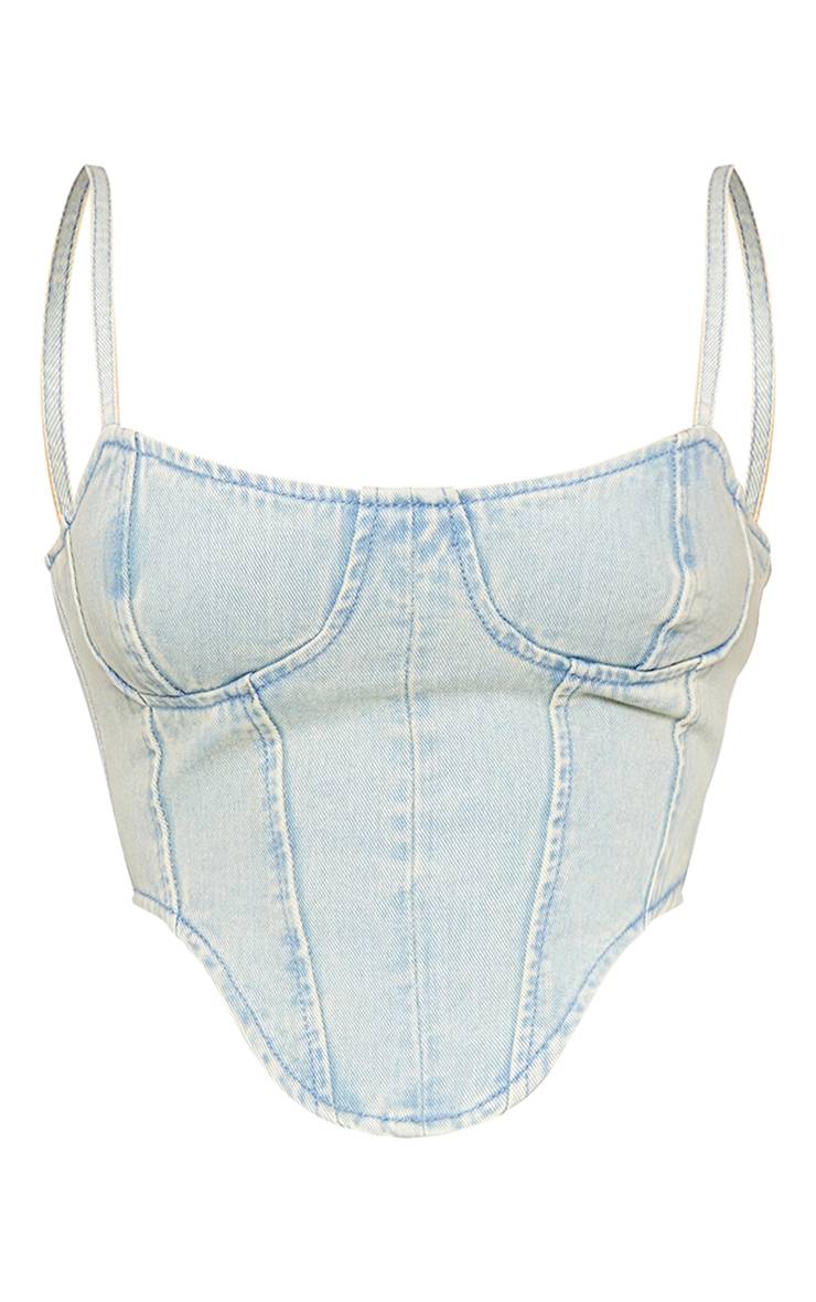 Corset En Denim À Ourlet Asymétrique