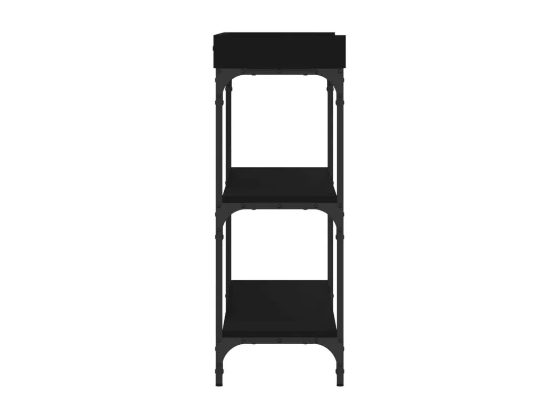 Table console avec étagères noir 100x30x80 cm