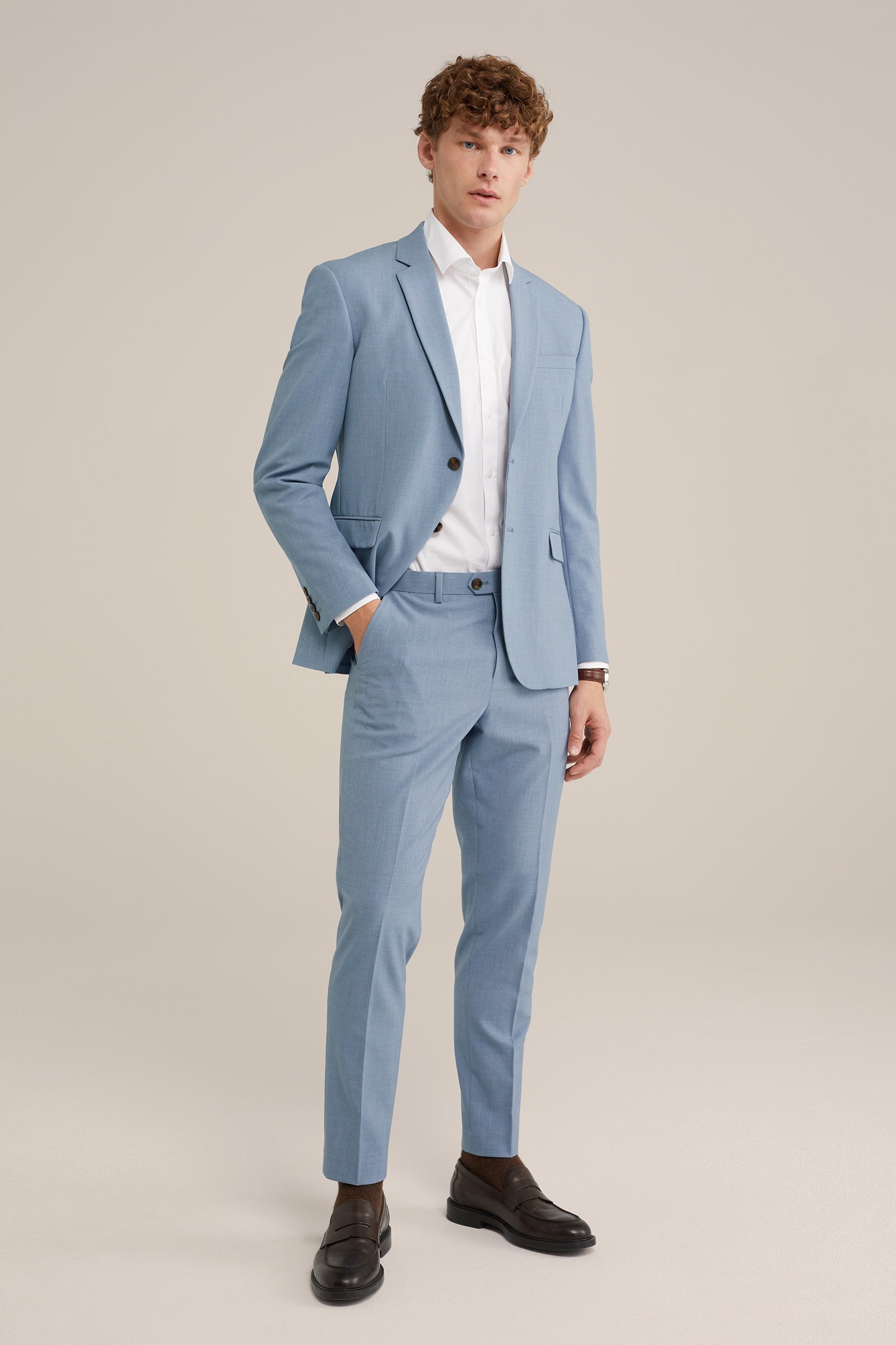 slim fit pantalon Fundamentals Grijsblauw